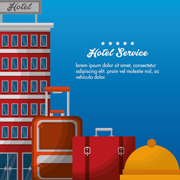 Hotel gebouw koffers bell service vector illustratie