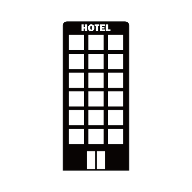 Vector hotel icon design apartment silhouette sign and symbol residential building for tourist