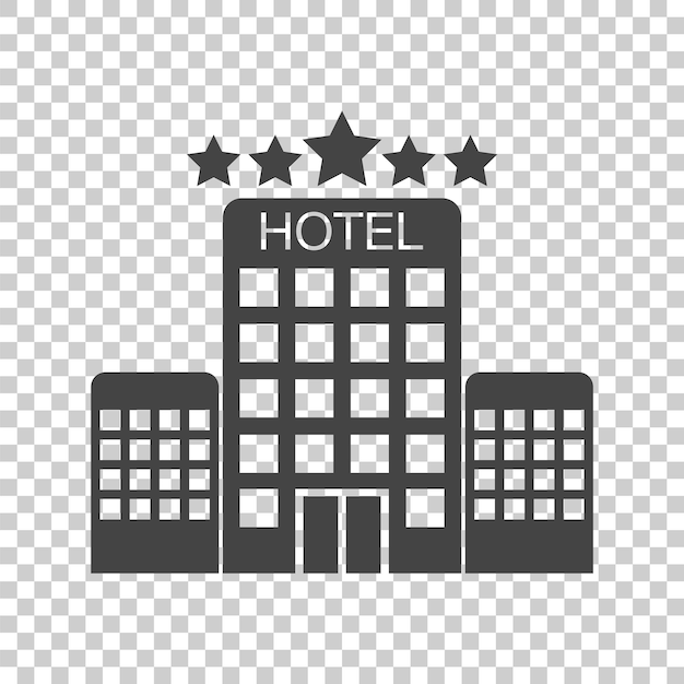 Вектор Икона отеля на изолированном фоне простая плоская пиктограмма для делового маркетинга интернет-концепция модный современный векторный символ для дизайна веб-сайта или мобильного приложения