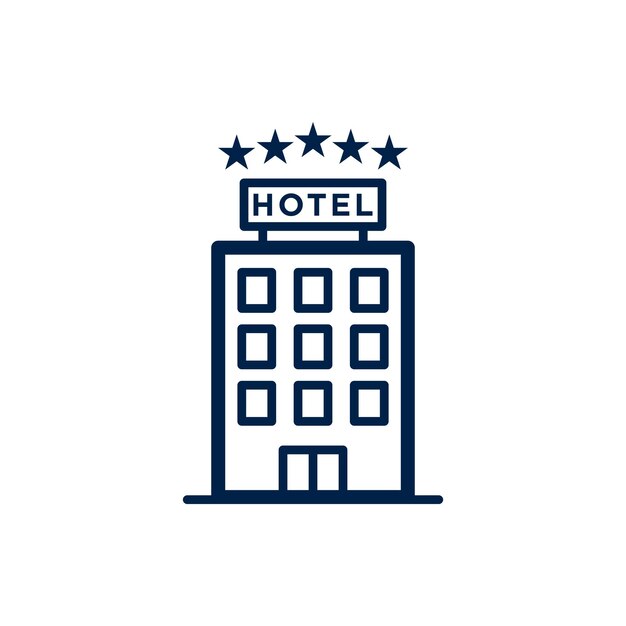ベクトル ホテルのアイコン ビジネスマーケティングのためのシンプルなフラットピクトグラム インターネットコンセプト トレンディなモダンなベクトルシンボル
