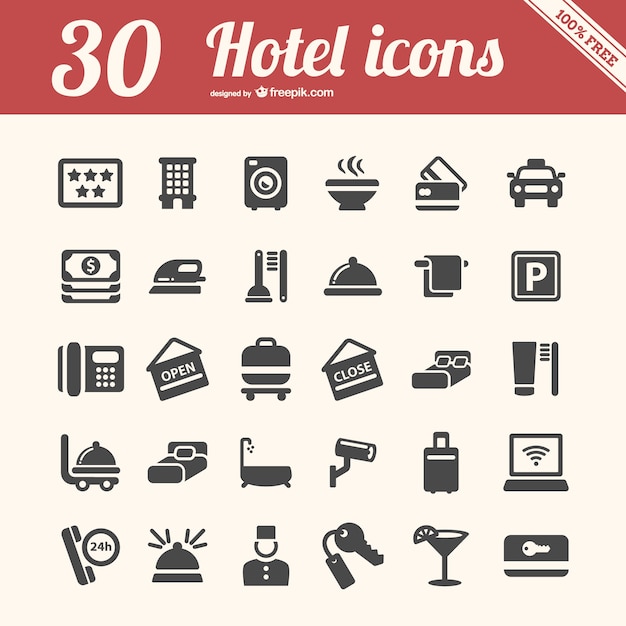 Vector hotel icons pack