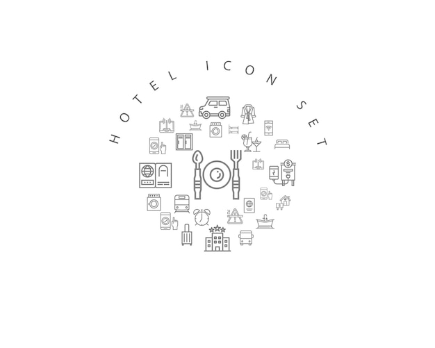 Hotel icons set design