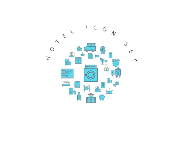 Hotel icons set design