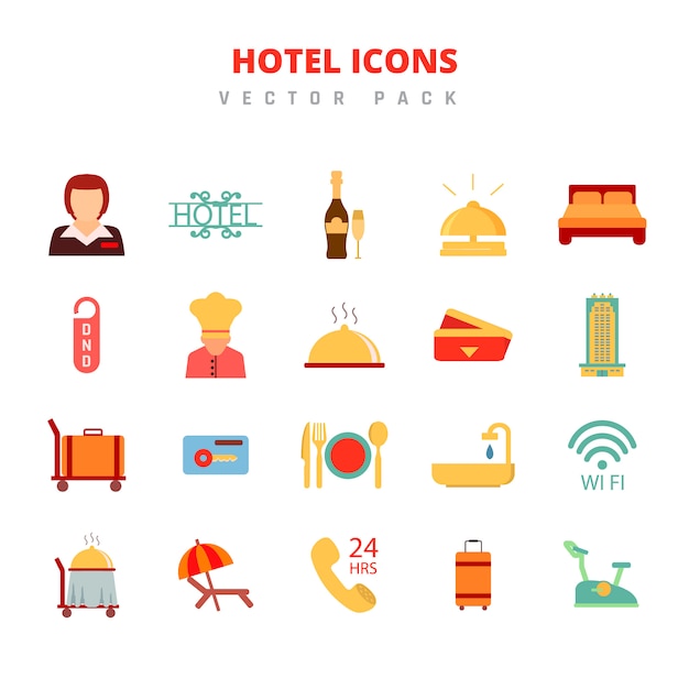 Vector hotel icons vector pack