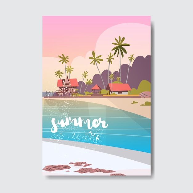 Vector hotel in island poster