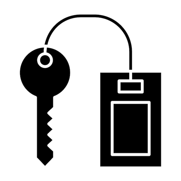 Vector hotel key glyph solid black illustration