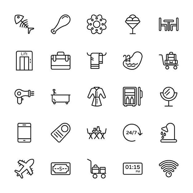 Hotel line icons