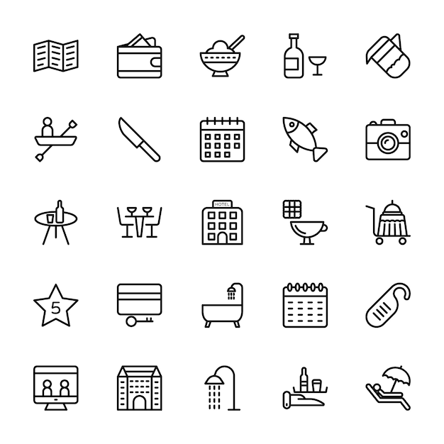 Hotel line icons