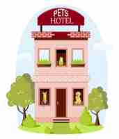 Vector hotel for pets a building for overexposing pets while their owners are traveling vector