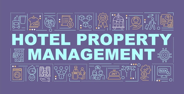 Hotel property management word concepts purple banner