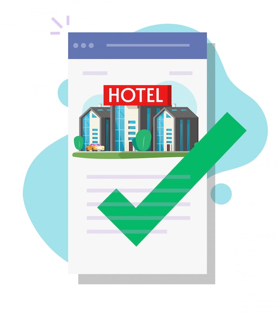 Vector hotel reservation mobile screen app