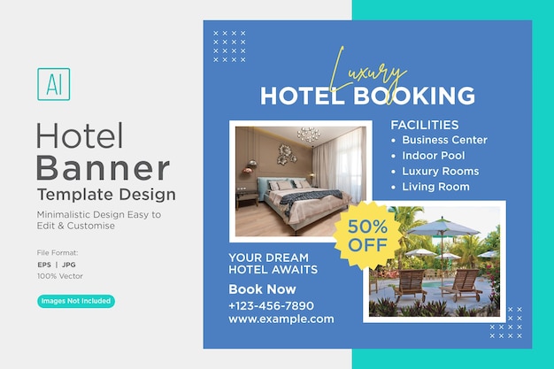 Hotel Reservation Social Media Marketing Banner Design Template