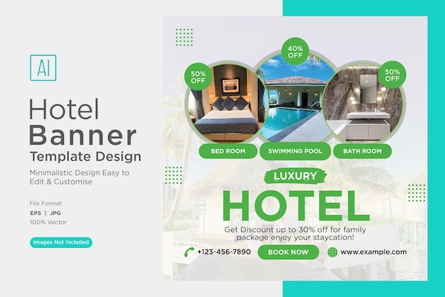 호텔 예약 소셜 미디어 마케팅 배너 디자인 템플릿