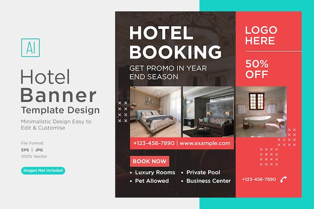 Hotel Reservation Social Media Marketing Banner Design Template