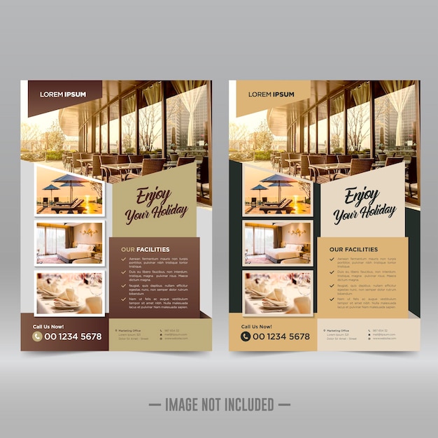 Vector hotel resort flyer design template