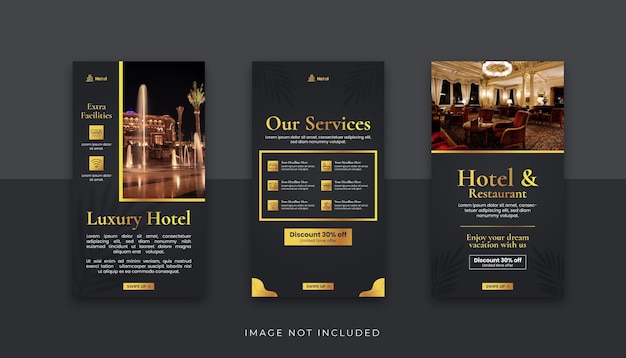 Vector hotel and resort luxury social media story template