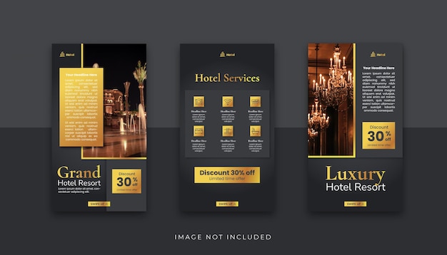 Vector hotel and resort luxury social media story template