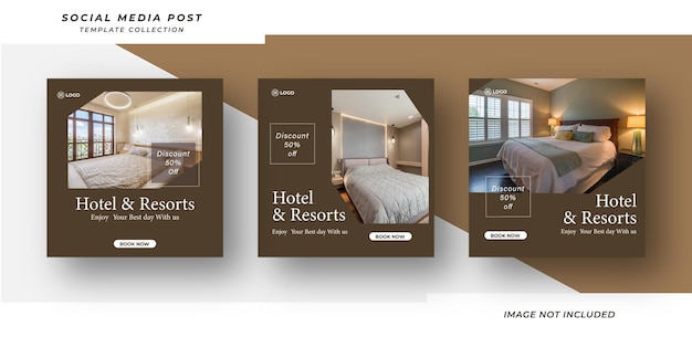 Hotel and resort social media instagram post template