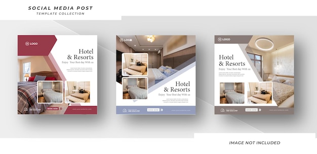 Hotel and resort social media post property instagram post or square web banner template