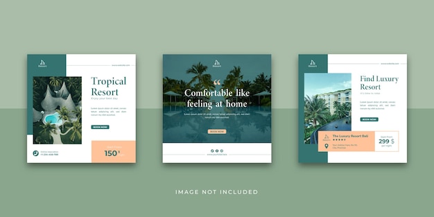 Vector hotel and resort social media post template