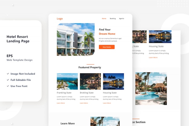 Hotel resort web landingspagina ontwerp