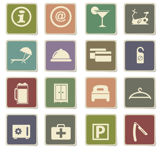 Hotel room services vector icons for user interface design