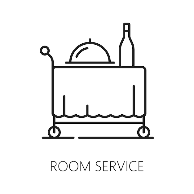 Hotel roomservice trolley geïsoleerde dunne lijn icoon