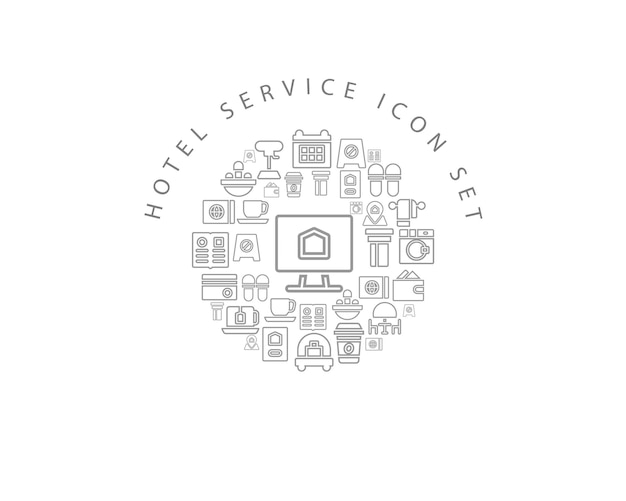 Hotel service icon set design