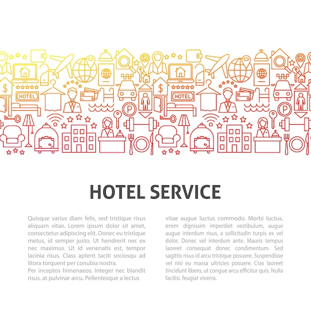 Шаблон линии гостиничного обслуживания. векторная иллюстрация набросков дизайна.