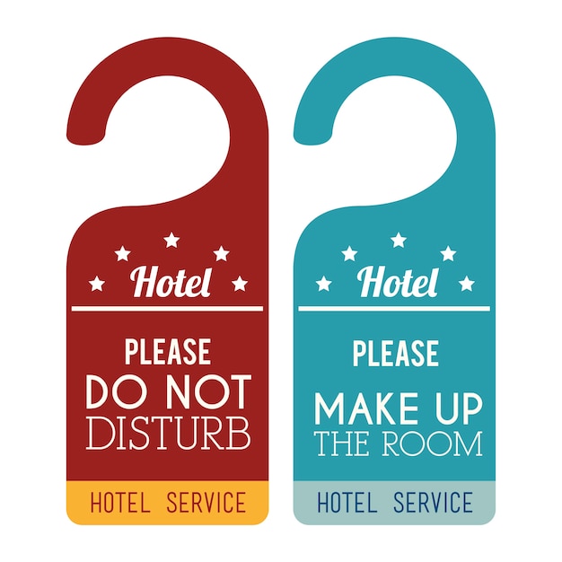 Vector hotel service tags hanging