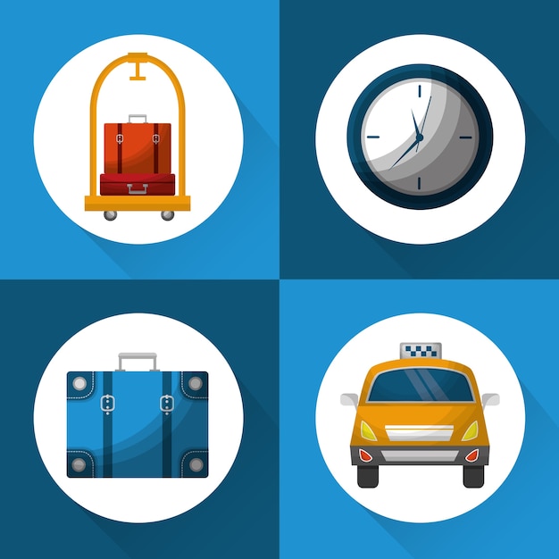 Hotel service travel set icons vector illustration