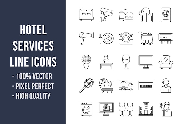 Hotel Services Line Icons