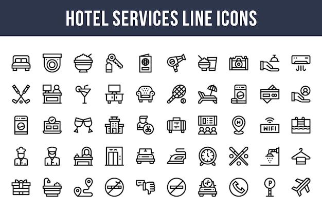 Hotel Services Line Icons