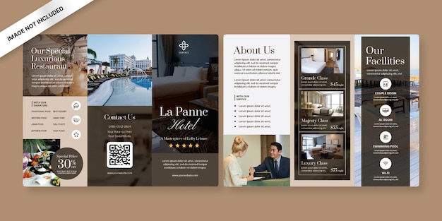 Modello di brochure a tre ante per hotel