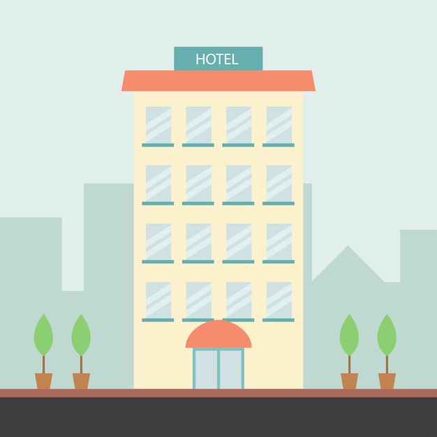 Vector hotel vlakke stijl illustratie