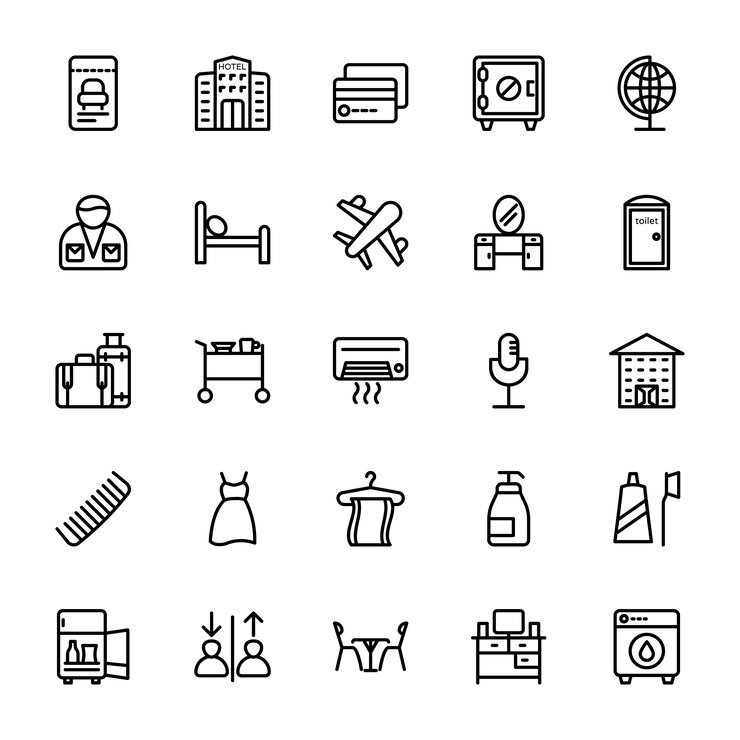 Vector hotellijnpictogrammen 0