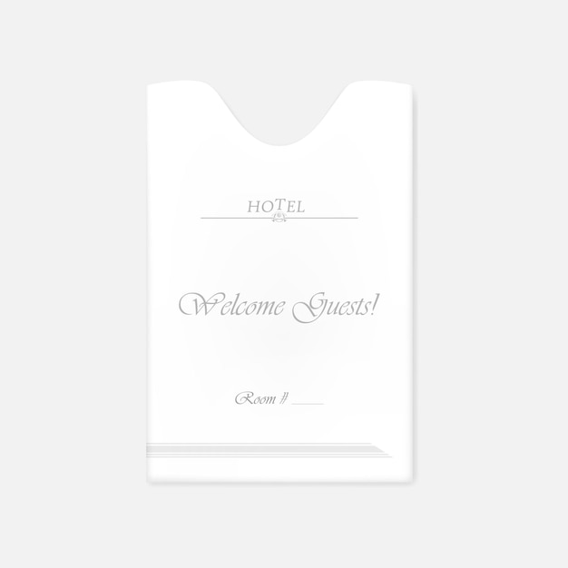 Hotelsleutelkaarthouder. Hospitality keycard hoes. Verticale witte papieren envelop. Vector sjabloon