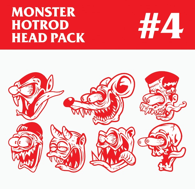 벡터 hotrod monster head pack