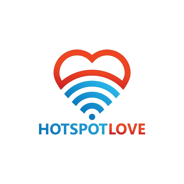 Вектор дизайна шаблона логотипа hotspot love, эмблема, концепция дизайна, творческий символ, значок