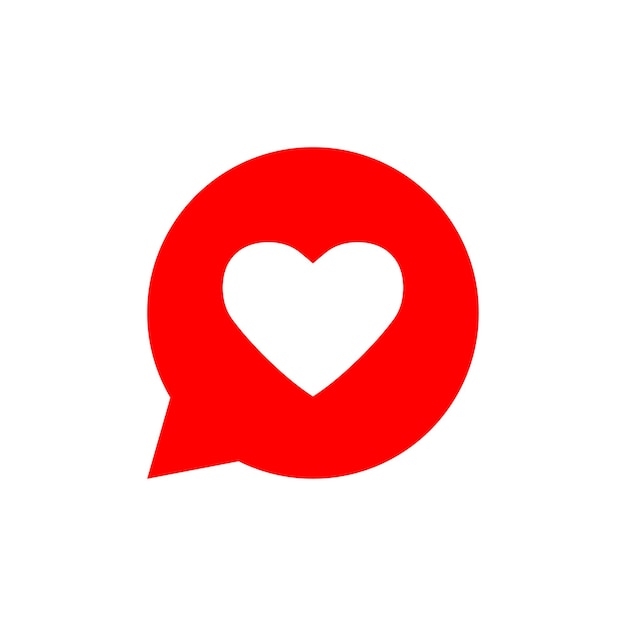 Hou van hart in tekstballon rood pictogram zoals melding bericht vector plat