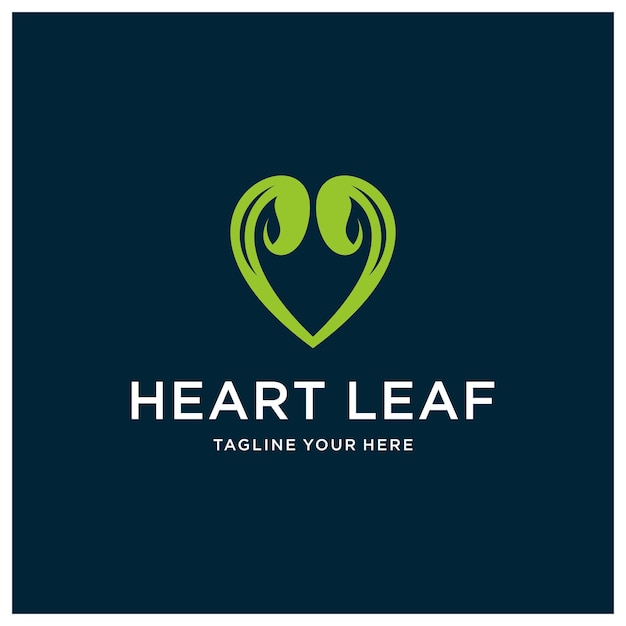 Hou van natuur creatief logo ontwerpsjabloon Eenvoudig groen blad en hartvorm symbool Ecologie
