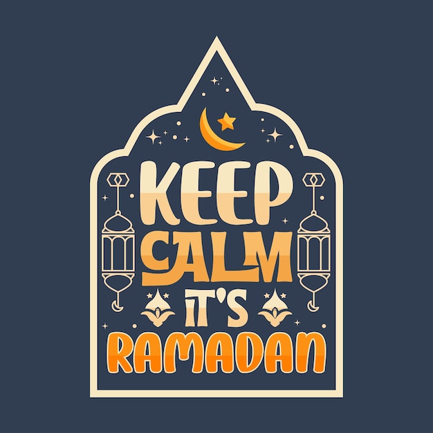 Vector houd het kalm ramadan t-shirt achtergrond posterontwerp voor ramadan kareem wit en zwart