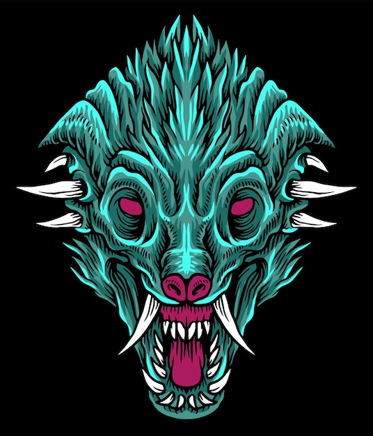 Hound wolf creature monster illustratie