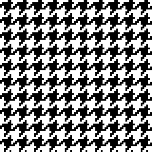 Houndstooth pixel, zwart-wit stoffen naadloos patroon. vector illustratie