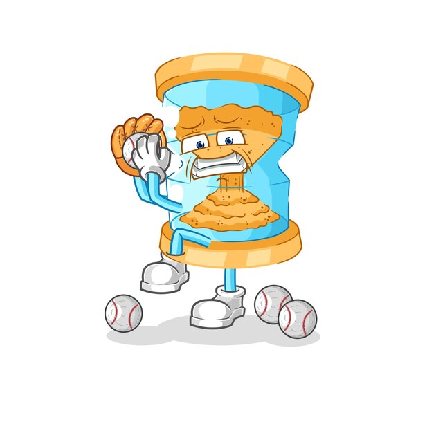 Hourglass baseball pitcher cartoon cartoon mascot vector