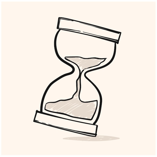 Hourglass doodle icon vector