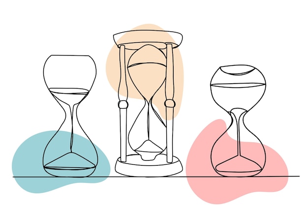 Vector hourglass drawing by one continuous line