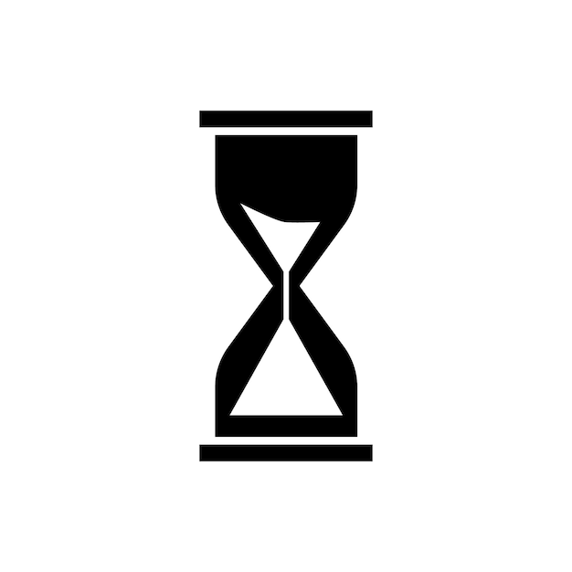 Значок песочных часов Черный силуэт песочных часов Векторная иллюстрация для подсчета времени
