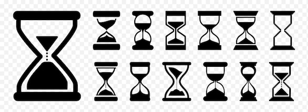 Hourglass icons collection Set of hourglass icons in black