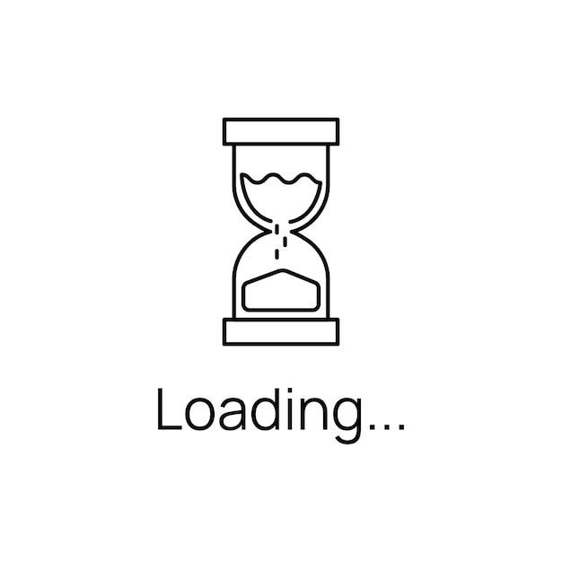 Clessidra loading outline clessidra. icona del tempo in attesa. caricatore per sito web. idea per il caricamento